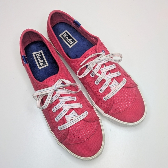 Keds Celeb red canvas perforated sneakers lace up women's size 9.5 - Picture 1 of 7